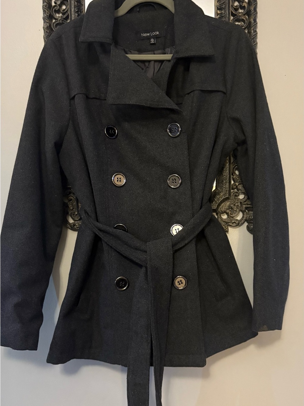 New Look Black Double-Breasted Belted Trench Coat